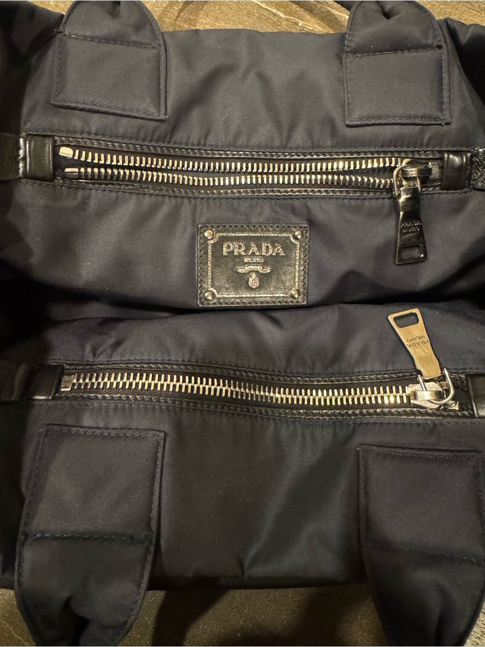 PRADA Tessuto Nylon Line - Black and Blue LGE/ X- Large Tote Handbag - Picture 8 of 14